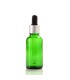 Botella vidrio verde 30ml con pipeta cuentagotas negra-plata