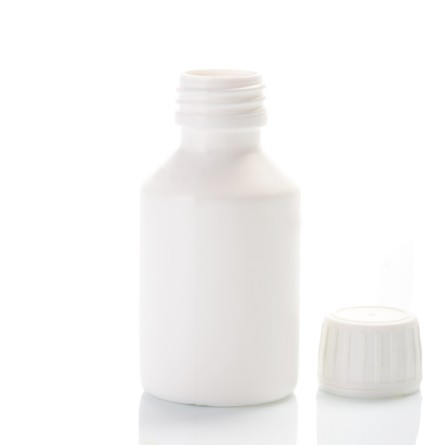 Flasche HDPE, weißer Schraubverschluss 100 ml