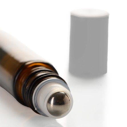 Roll-on Flasche Braunglas, Metallkugel, schwarzer Verschluss 10 ml