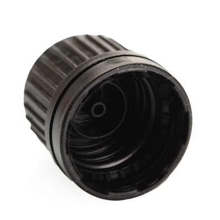 Schraubverschluss, schwarz, DIN18 mit Versiegelungsring