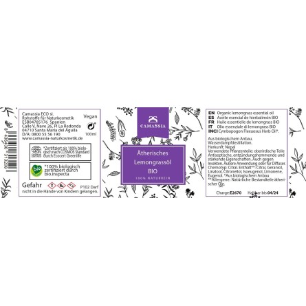 Ätherisches Lemongrassöl BIO